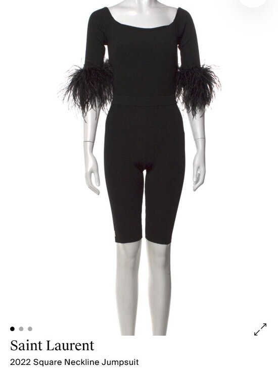 Saint Laurent Dresses & Skirts - Saint Laurent Cashmere Jumpsuit with Ostrich Feathers  Size-Small